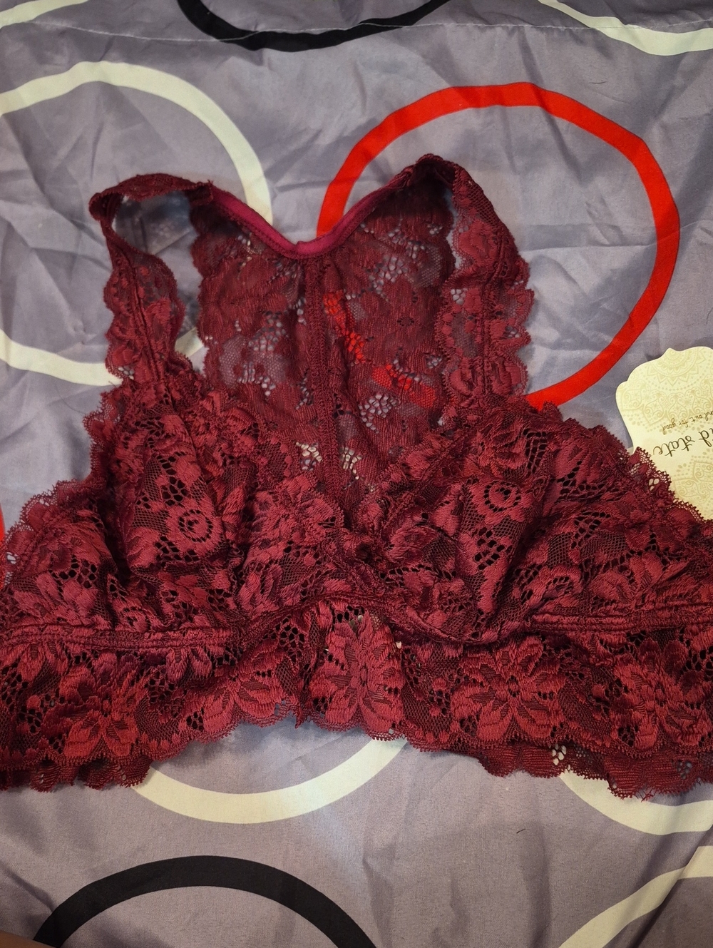 Altar'd State Burgundy Lace Racerback Bralette